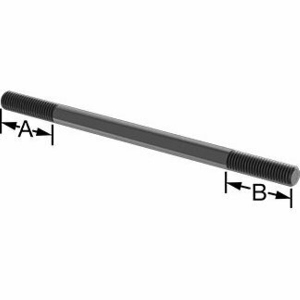 Bsc Preferred Black-Oxide Steel Threaded on Both End Stud M10 x 1.5 mm Thread 35 mm Thread Lengths 175 mm Long 93275A047
